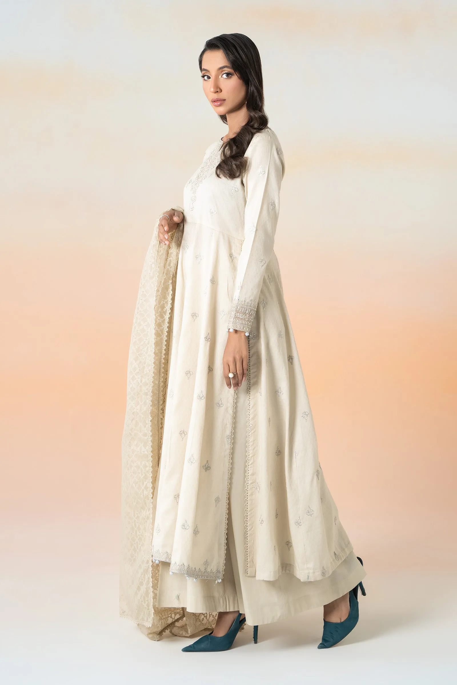 3 Piece Embroidered Dobby Lawn Suit | DW-EF25-30