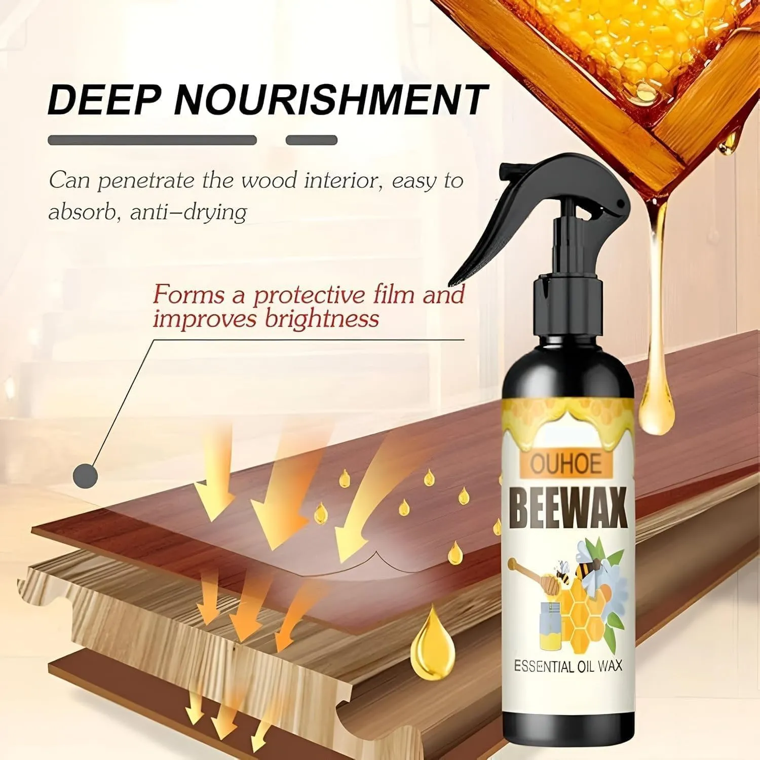 Beeswax Spray for Wood, Furniture & Floors – 120 ml ( Pack of 2 & 4 )