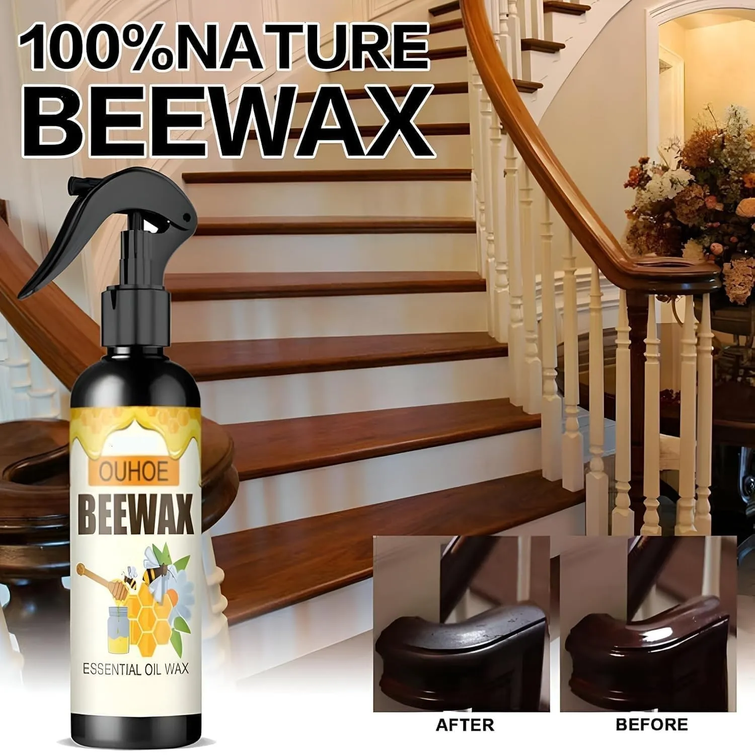 Beeswax Spray for Wood, Furniture & Floors – 120 ml ( Pack of 2 & 4 )