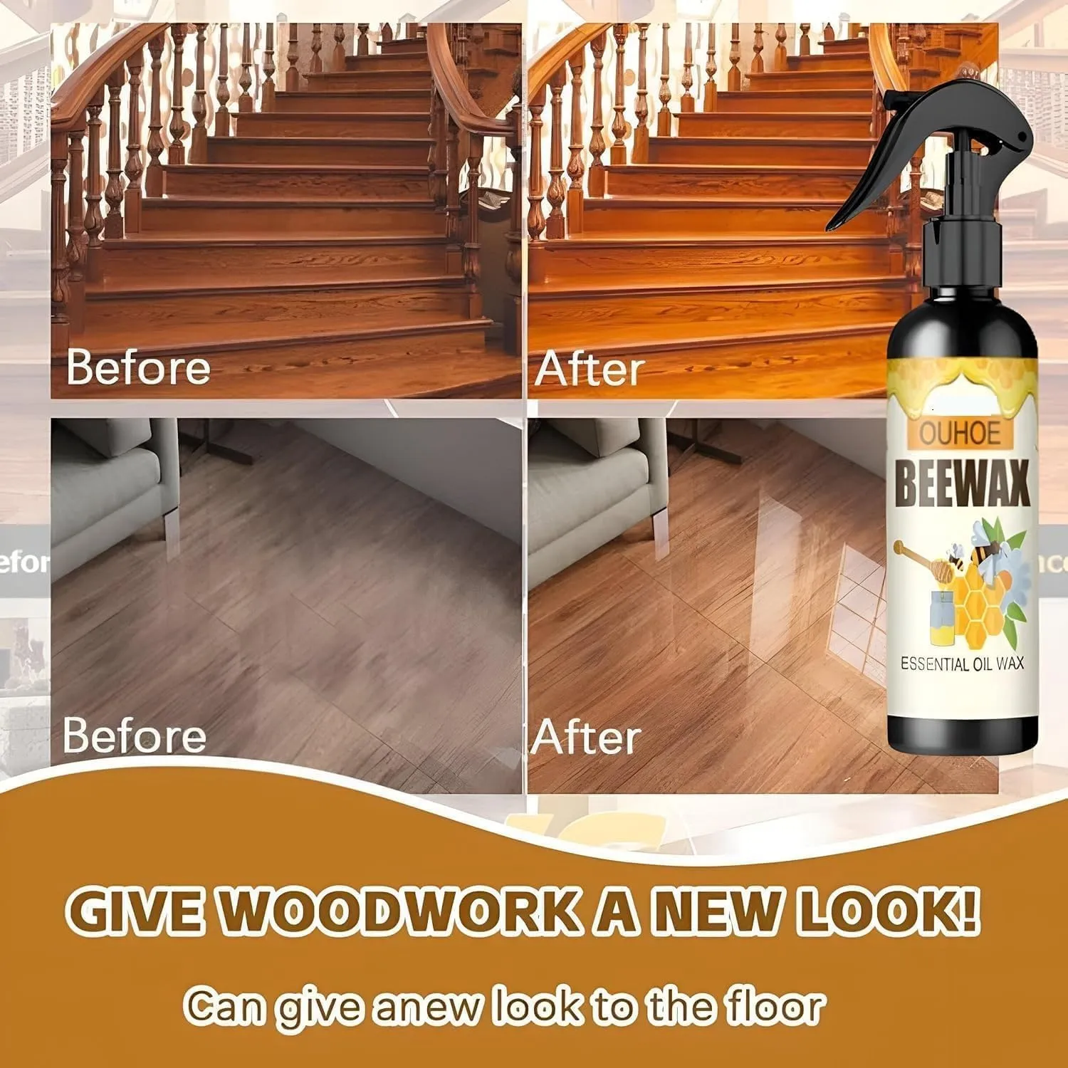 Beeswax Spray for Wood, Furniture & Floors – 120 ml ( Pack of 2 & 4 )