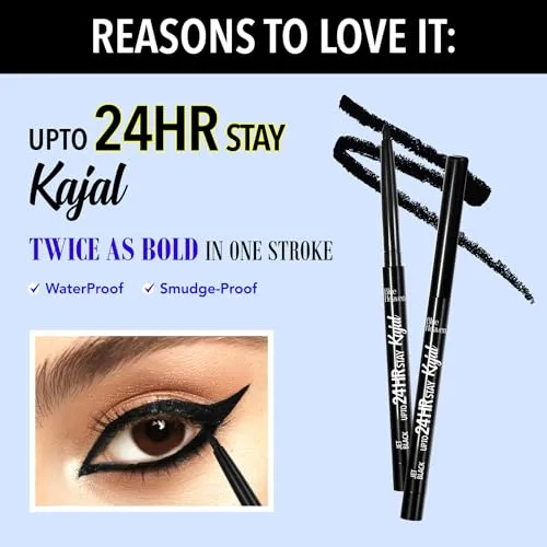 Blue Heaven Dramatic Eyes Essential Make-up Set - Black Eyeliner, 24Hr Stay Kajal, Micellar Cleansing Water, Lash Twist Mascara, 141ml   0.30g