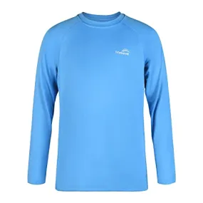 Boys UPF 50  Long Sleeve Sport Sun Protective Rash Guard Swim Athletic Shirt Outdoor Running Blue