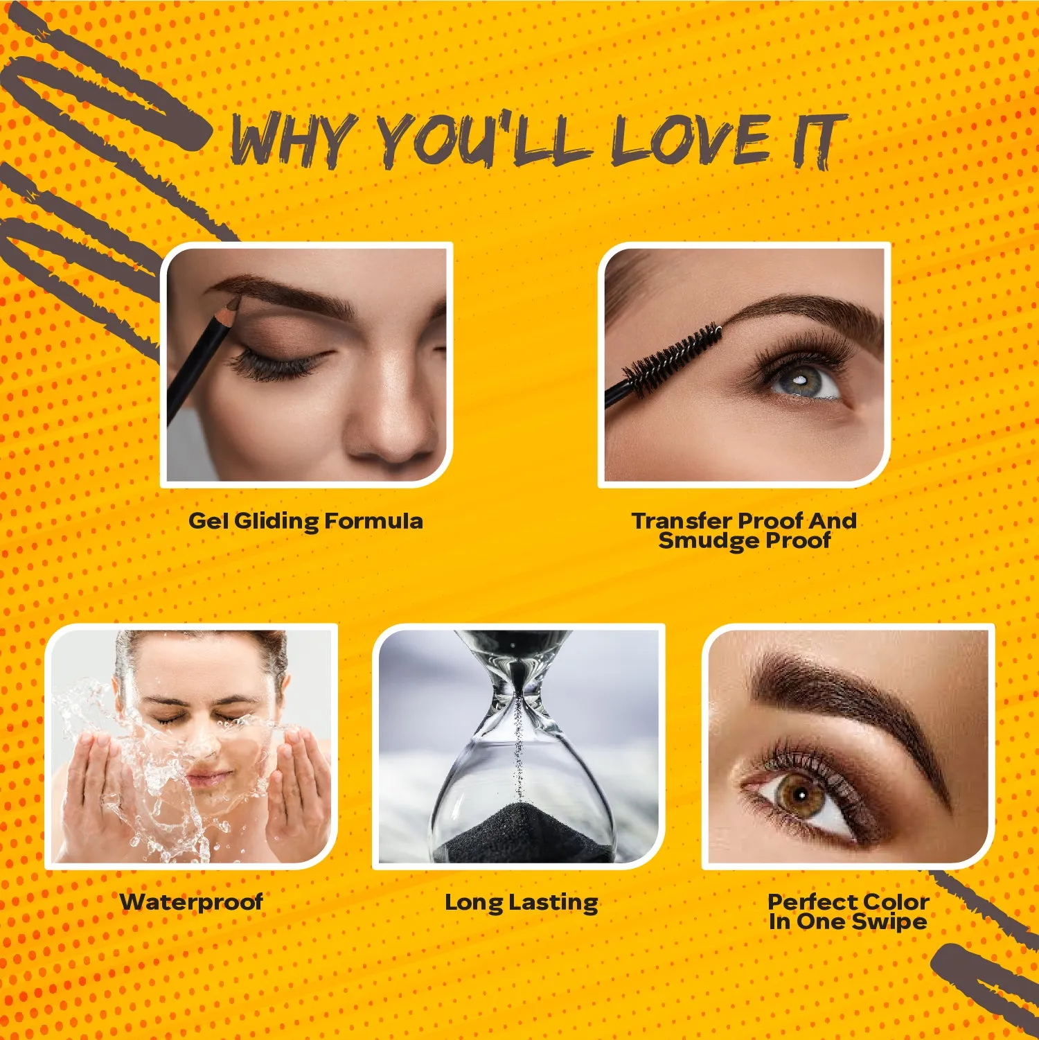 Faces Canada Brow Defining Pencil | Gel Gliding Formula | No Transfer | Waterproof | Long Lasting |Intense Color |Paraben & Mineral Oil Free |Tan 1.2g