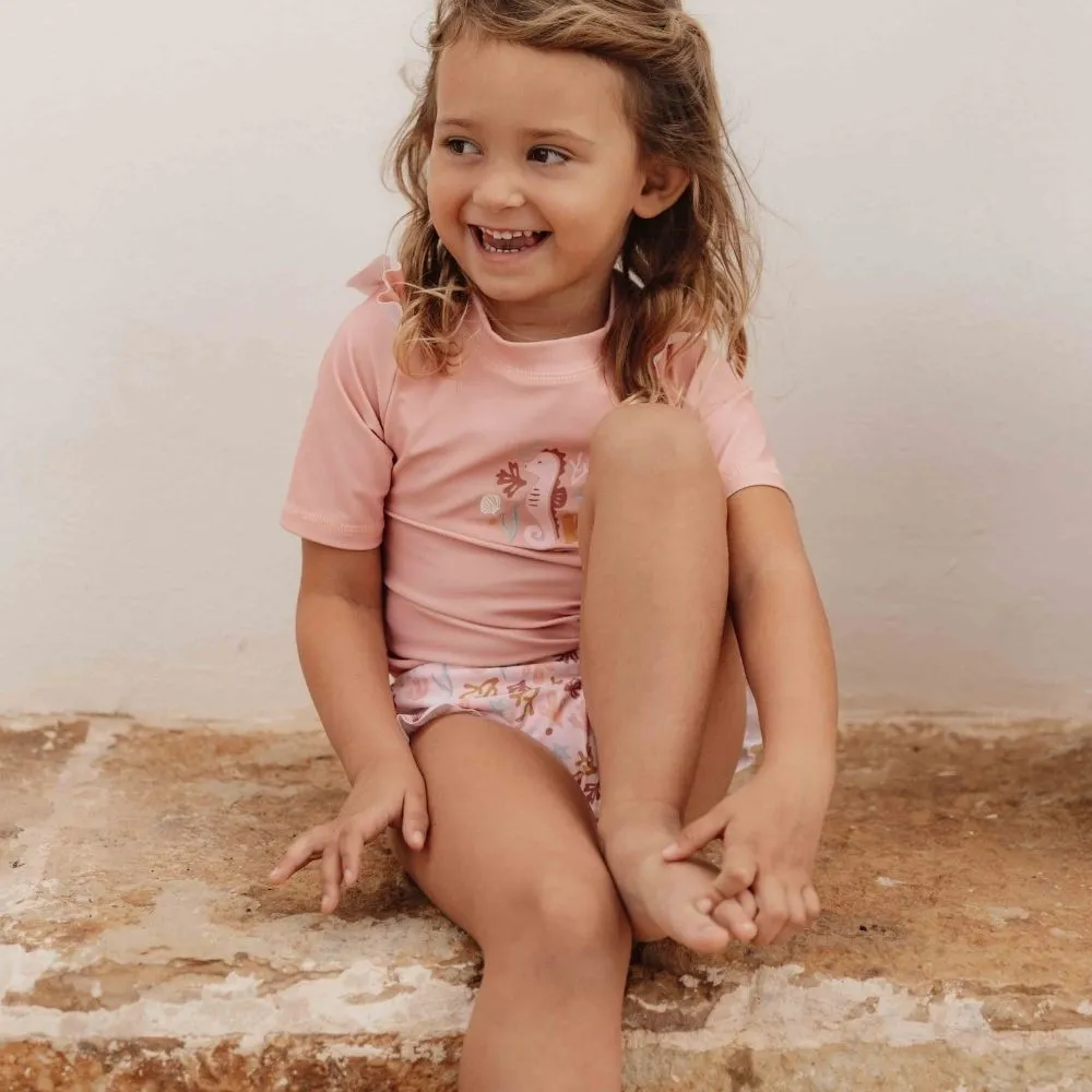 Girls Swim Bikini Pant Ruffles Ocean Dreams Pink
