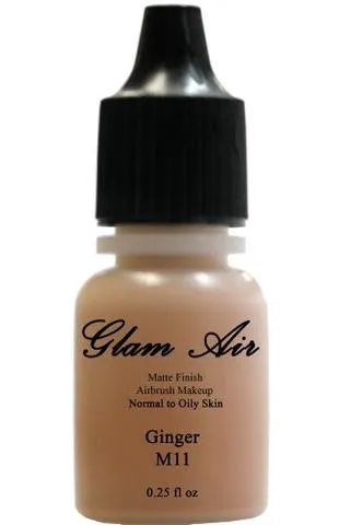 Glam Air Airbrush Makeup Foundations Set Two  M11 Ginger  And M12 All Spice  for Flawless Looking Skin Matte Finish For Normal to Oily Skin (Water Based)0.25oz Bottles