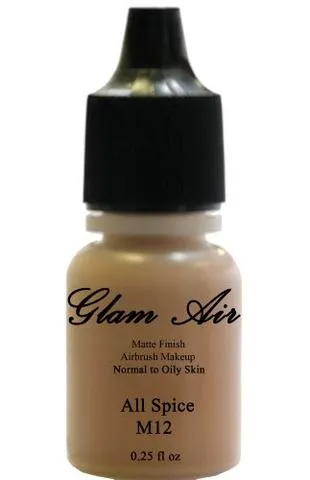 Glam Air Airbrush Makeup Foundations Set Two  M11 Ginger  And M12 All Spice  for Flawless Looking Skin Matte Finish For Normal to Oily Skin (Water Based)0.25oz Bottles