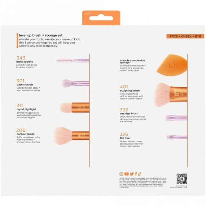 Real Techniques Level Up 8 Piece Makeup Brush & Sponge Set