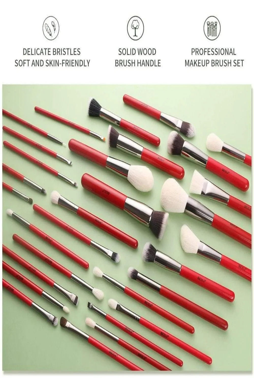 Red Professional Makeup Brush Set