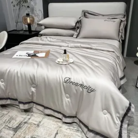 Tencel Summer Cooling Ice Silk Summer Quilt Airable Cover Four-piece Set