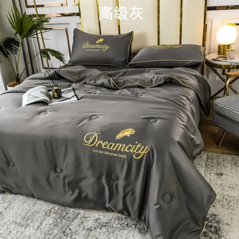 Tencel Summer Cooling Ice Silk Summer Quilt Airable Cover Four-piece Set