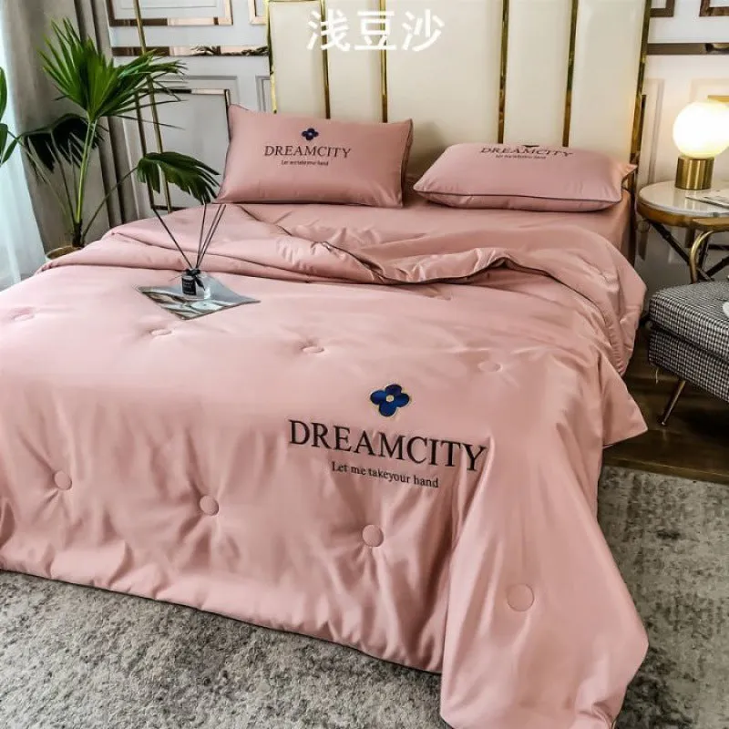 Tencel Summer Cooling Ice Silk Summer Quilt Airable Cover Four-piece Set