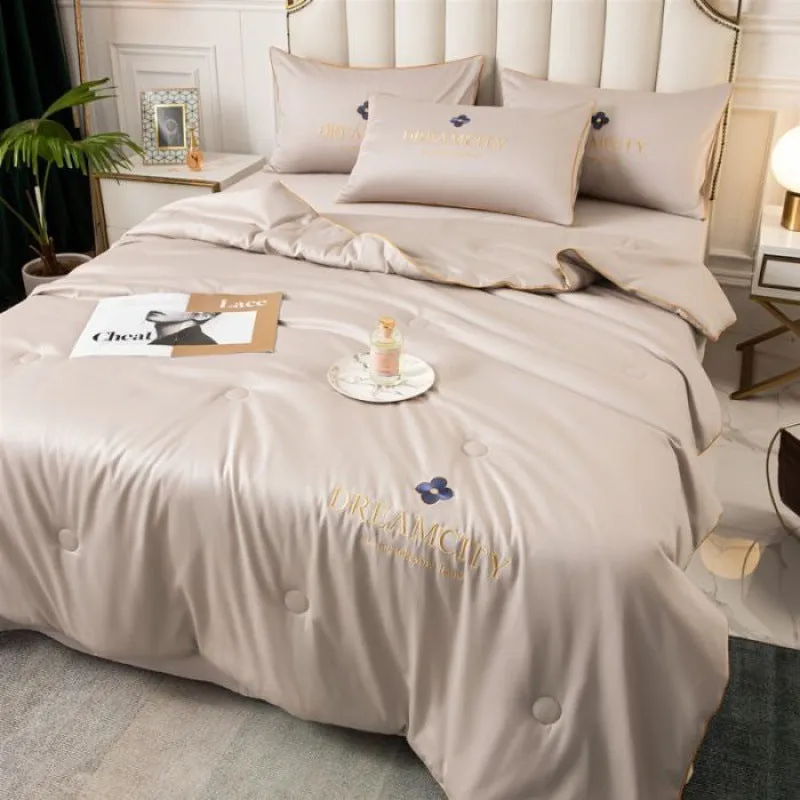 Tencel Summer Cooling Ice Silk Summer Quilt Airable Cover Four-piece Set