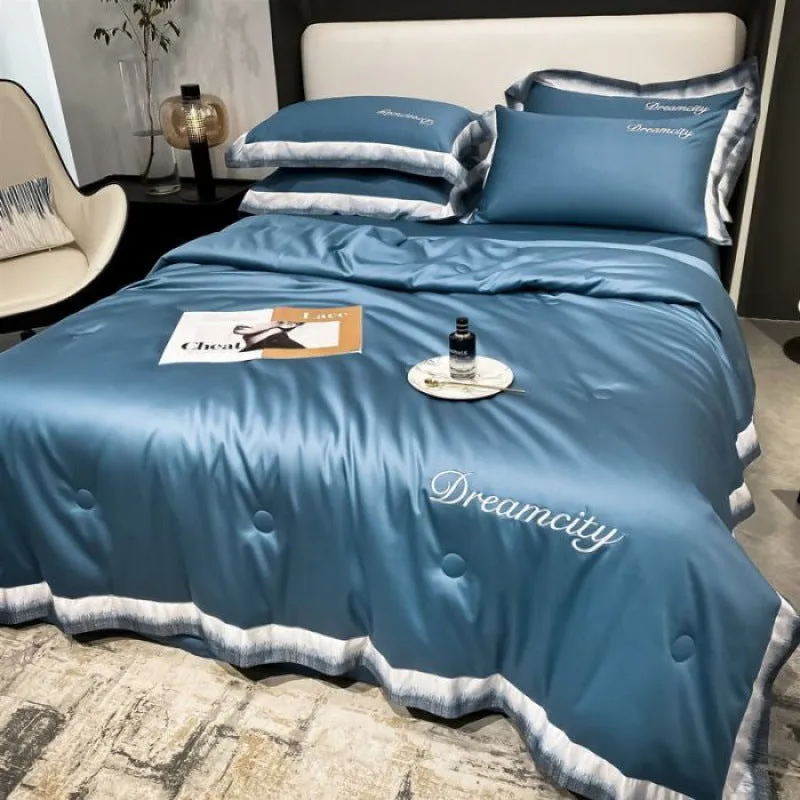 Tencel Summer Cooling Ice Silk Summer Quilt Airable Cover Four-piece Set