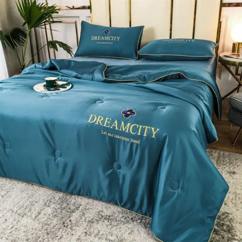 Tencel Summer Cooling Ice Silk Summer Quilt Airable Cover Four-piece Set