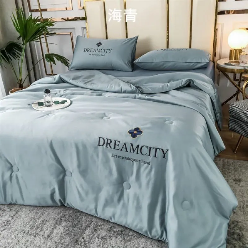 Tencel Summer Cooling Ice Silk Summer Quilt Airable Cover Four-piece Set