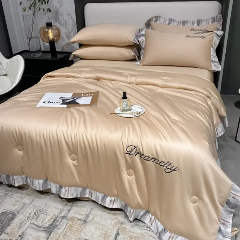Tencel Summer Cooling Ice Silk Summer Quilt Airable Cover Four-piece Set