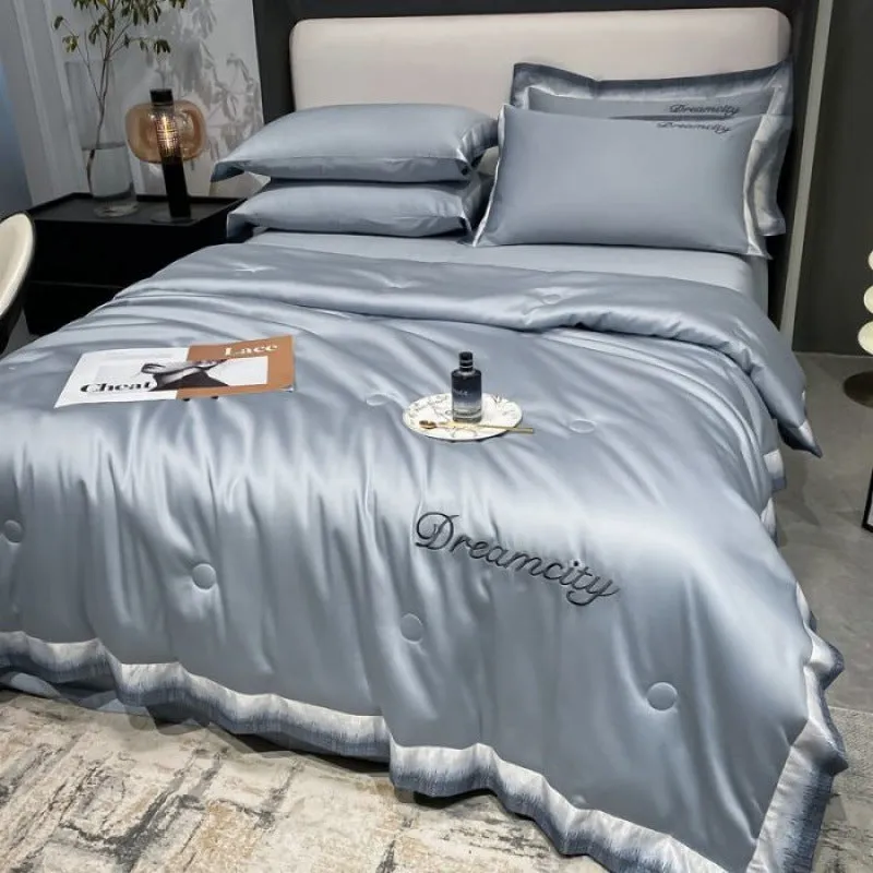 Tencel Summer Cooling Ice Silk Summer Quilt Airable Cover Four-piece Set