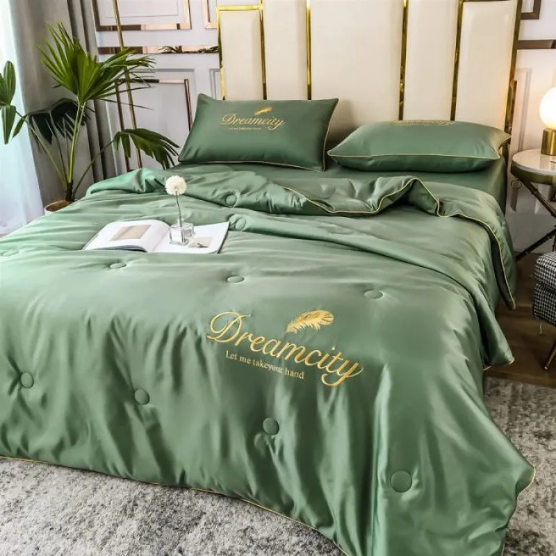 Tencel Summer Cooling Ice Silk Summer Quilt Airable Cover Four-piece Set