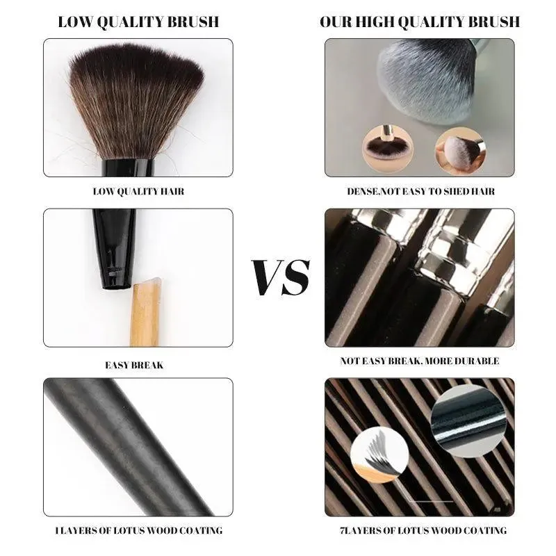 Wood Handle Makeup Brush Set